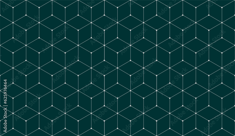 Fototapeta premium Vector seamless cubic hexagon pattern. Abstract geometric low poly background. Stylish grid texture connect the dots.
