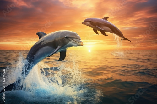 Dolphin jumping over the sea © Venka