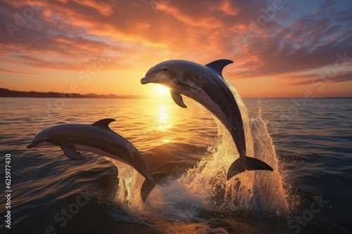 Dolphin jumping over the sea © Veniamin Kraskov