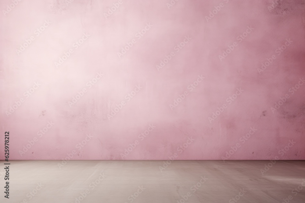 an empty room with a pink wall and floor