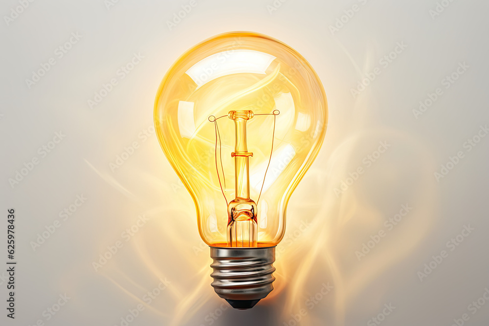 Lightbulb on a white wall, in the style of shaped canvas, raw energy, dark yellow, use of paper, digital illustration, white background Lightbulb on a white wall, in the style of shaped canvas, raw energy, dark yellow, use of paper, digital illustration, white background