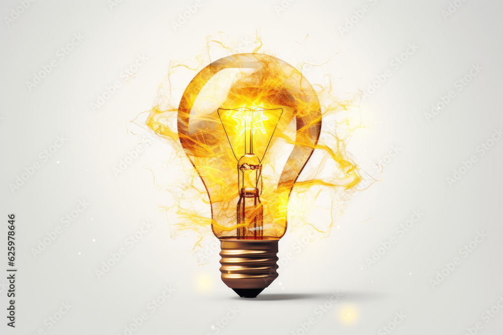 Lightbulb on a white wall, in the style of shaped canvas, raw energy, dark yellow, use of paper, digital illustration, white background Lightbulb on a white wall, in the style of shaped canvas, raw energy, dark yellow, use of paper, digital illustration, white background