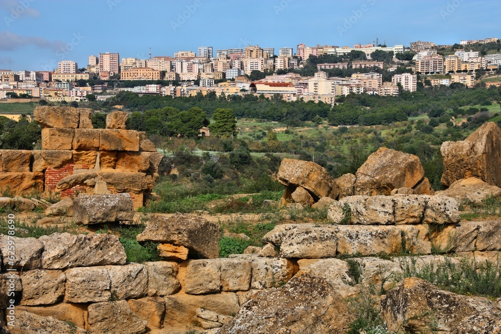 Agrigento - Italian town in Sicily. Mediterranean urban view.