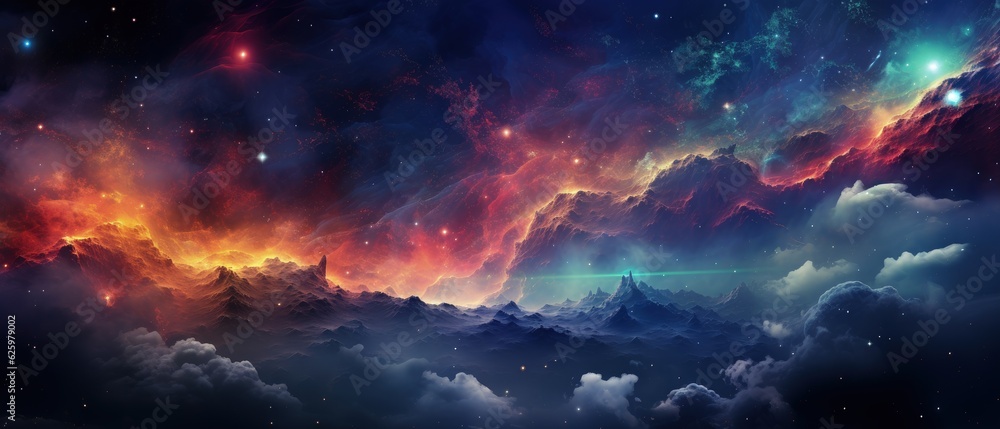 Discover the wonders of astronomy with this 3D illustration of a colorful space galaxy cloud nebula ai generate