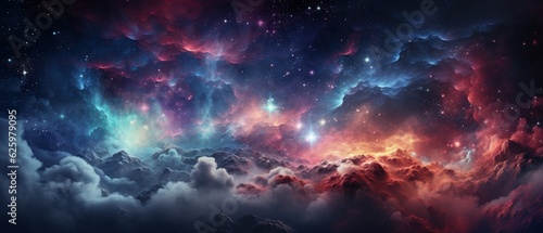3D illustration Colorful space galaxy cloud nebula in a stary night cosmos ai generate