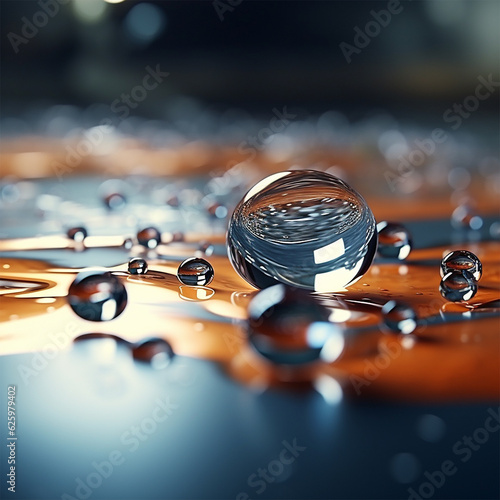 Rain drops on a glass with dark background generated by AI