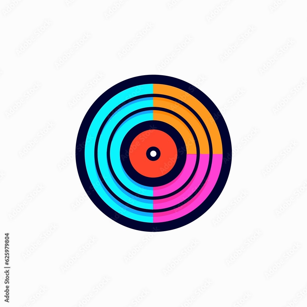 Vinyl Record Icon. 2D Vector. White Background. Vinyl Record Icon. 2D Vector. White Background.