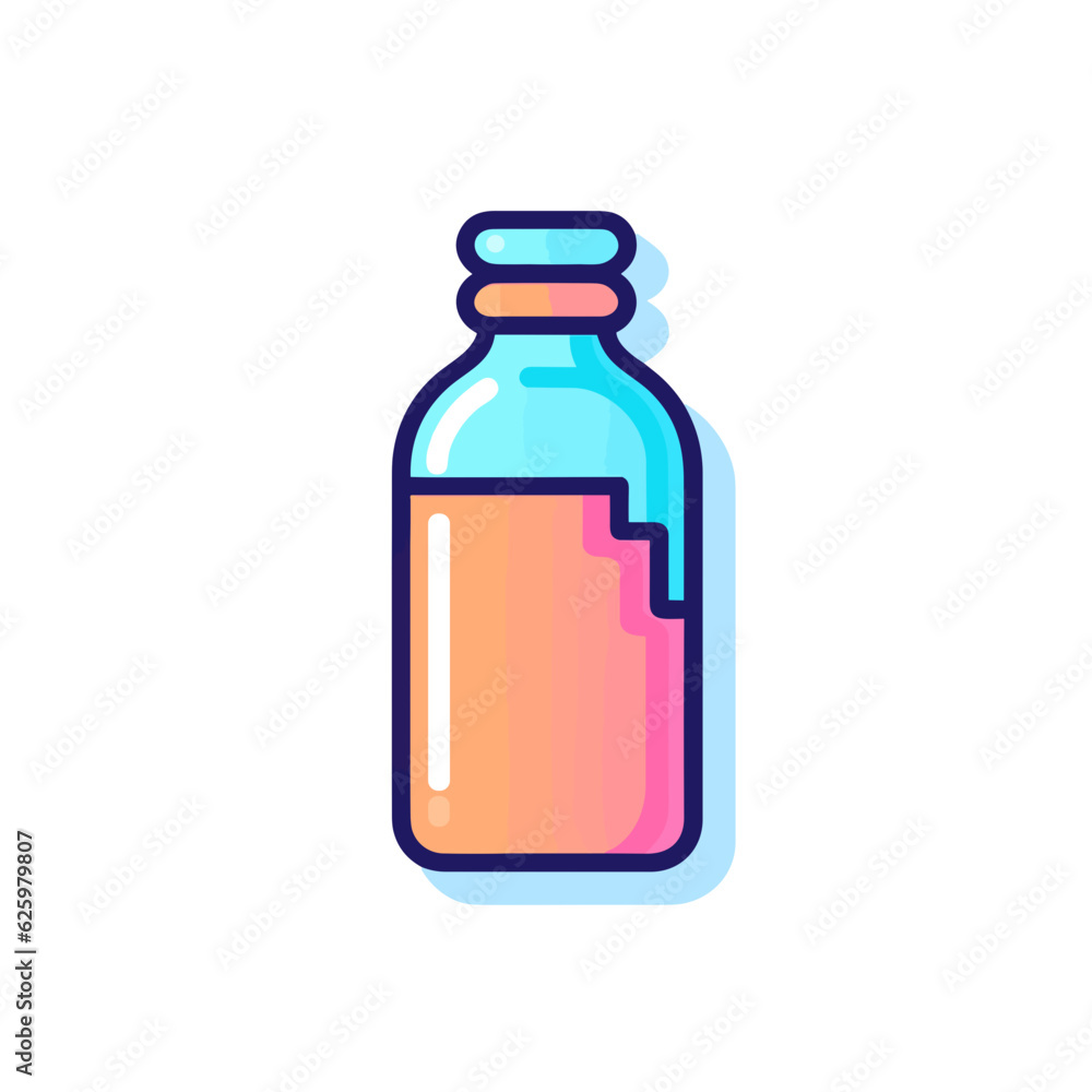 Minimalist Water Bottle Icon. Flat Colored Outline.