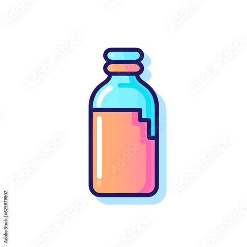 Minimalist Water Bottle Icon. Flat Colored Outline.