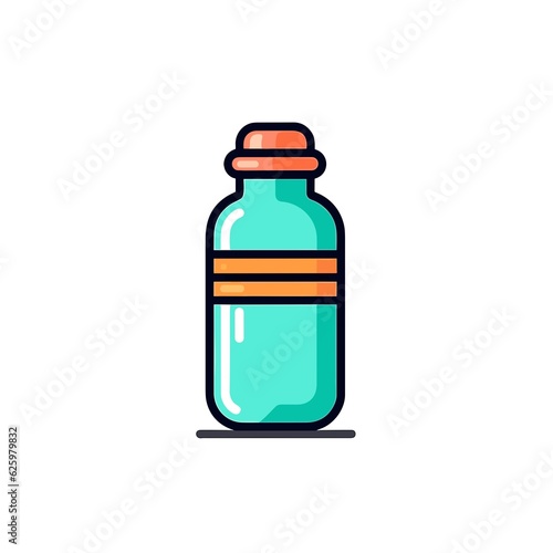 Minimalist Water Bottle Icon. Flat Colored Outline.