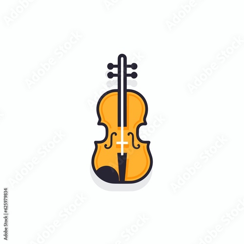 Minimalistic Violin Icon. Flat Colored Outline. 2D Vector.