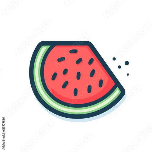 Watermelon Slice Icon. 2D Lineal Vector Illustration.