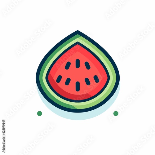 Watermelon Slice Icon. 2D Lineal Vector Illustration.