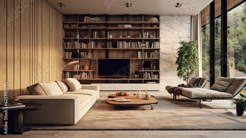 aesthetic composition living room interior wood