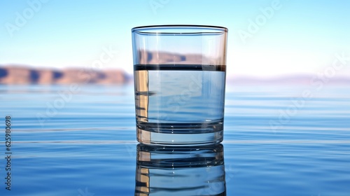 Pure water in glass on table