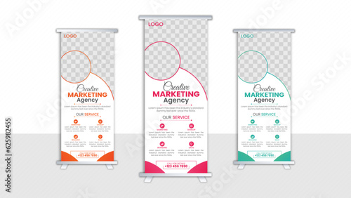 Creative marketing agency roll up banner design or pull up banner template
