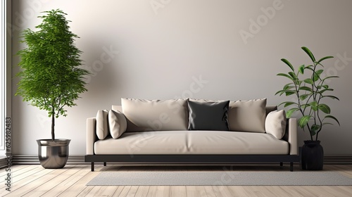 modern minimalist gray beige interior sofa