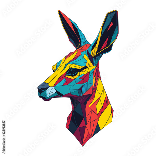 Kangaroo head colorful concept in isolated vector illustration on white background