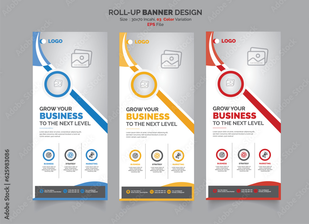 Vetor de Roll up x banner standee banner template with creative shapes ...