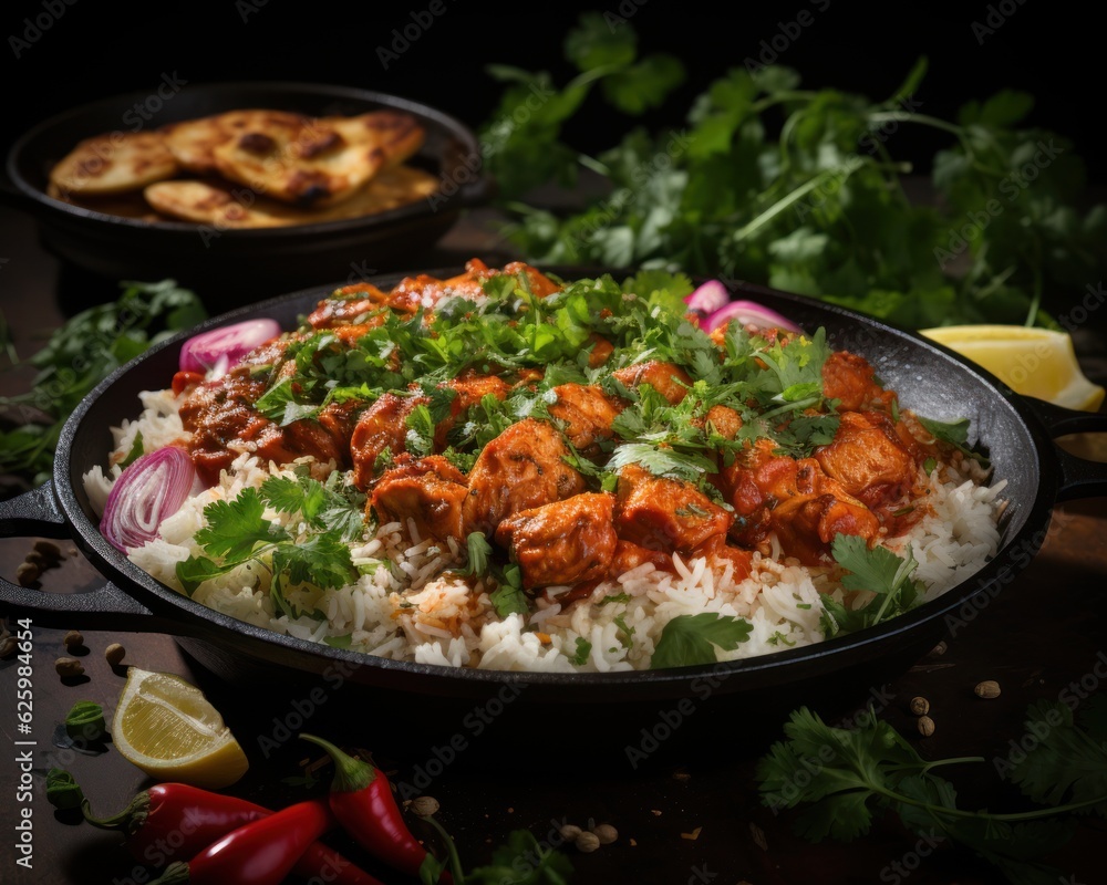 Indian Cuisine Bliss: Embracing the Popular Chicken Masala, comida indiana, generative ai
