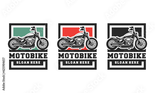 Motorcycle club logo design vector. Motorcycle logo illustration isolated.