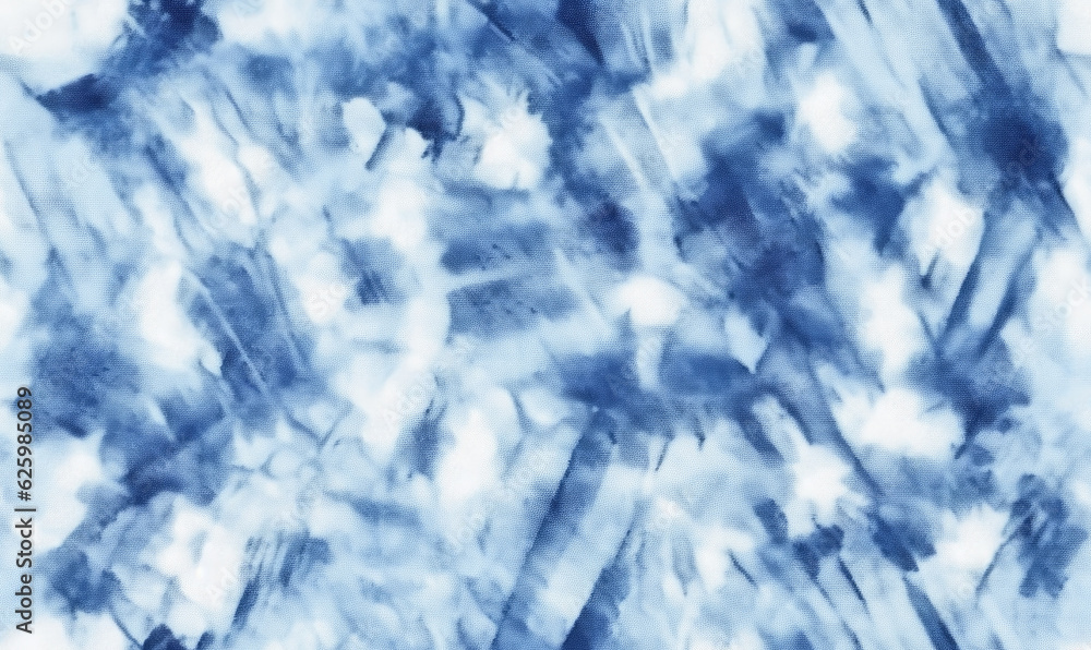 Watercolor indigo tie-dye wallpaper. Japanese coloring ornaments. Created with generative AI tools