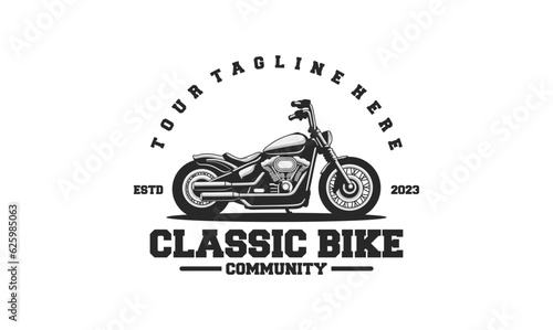 Motorcycle club logo design vector. Motorcycle logo illustration isolated.