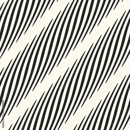 Monochrome Curved Textured Diagonal Striped Pattern