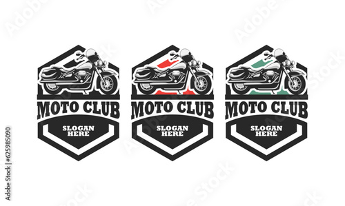 Motorcycle club logo design vector. Motorcycle logo illustration isolated.