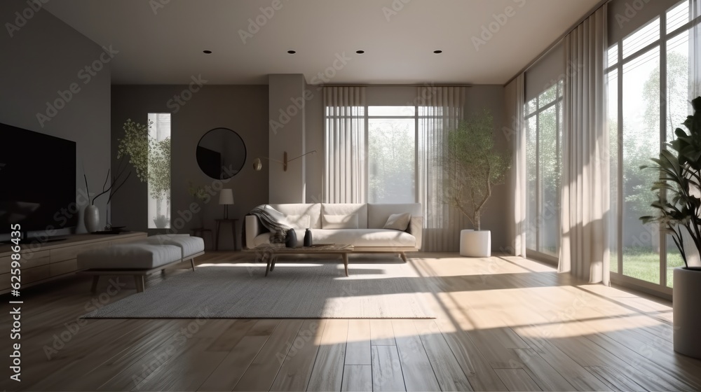 Fototapeta premium modern natural living area home interior deisgn background concept living room natural material finishing daylight cosy and clear design ideas home,ai generate