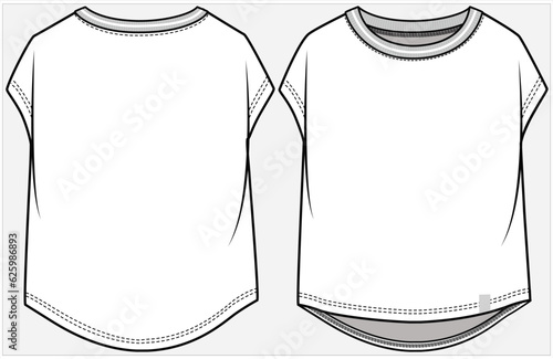 CUT AND SEW DETAIL MAGYAR SLEEVES ATHLEISURE PERFORMANCE KNIT TOP DESIGN FOR WOMEN AND GIRLS IN VECTOR FILE