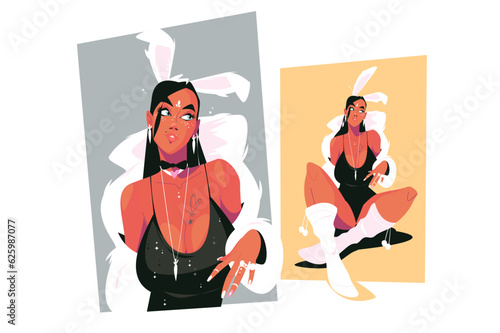 Woman in bunny costume