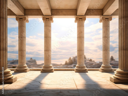 Beautiful view of the ancient Greek temple of Hephaestus.AI Generated