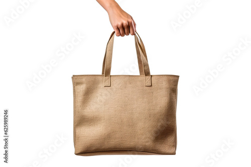hand holding a bag, isolated transparent background, PNG