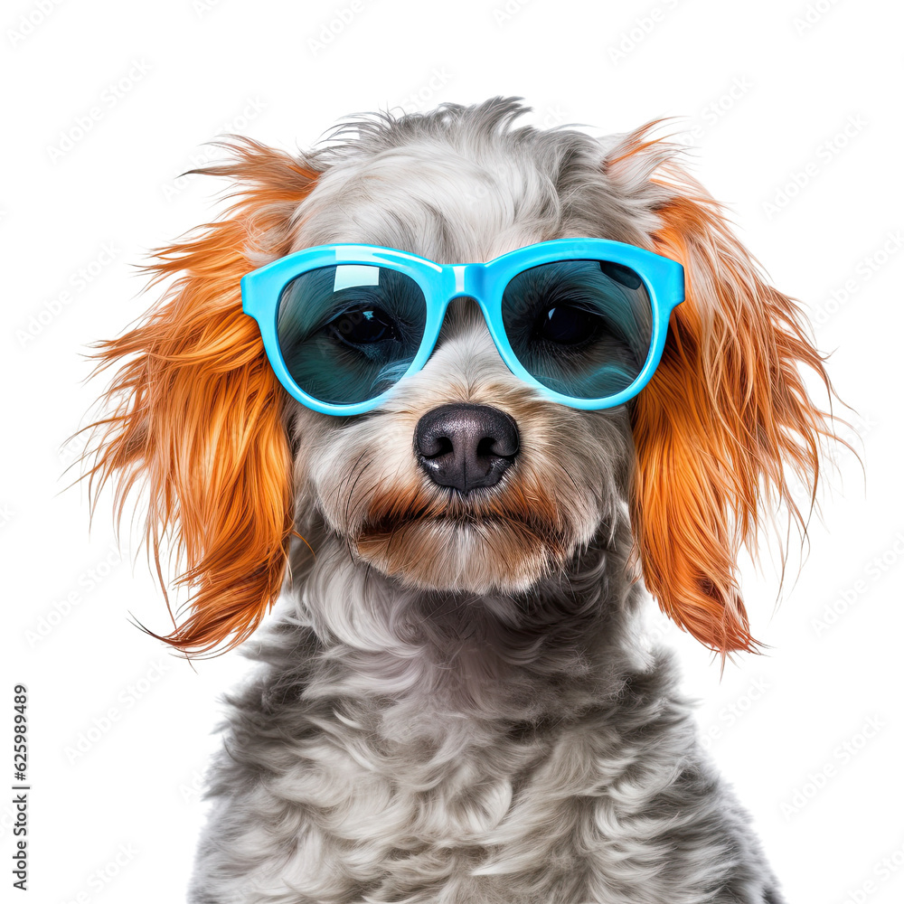 Naklejka premium dog wearing cool glasses transparent background, PNG ,Generative AI 