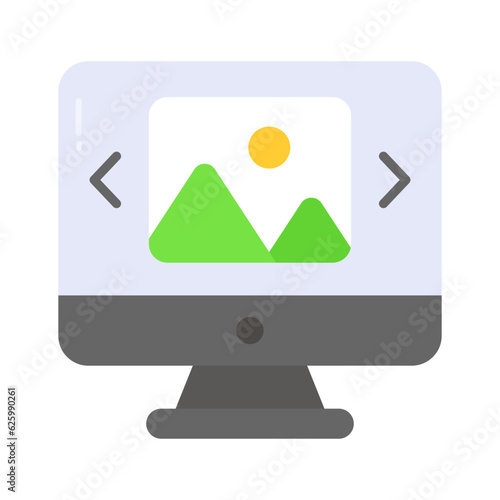 Image on screen showing icon of monitor display in trendy style, ready to use vector