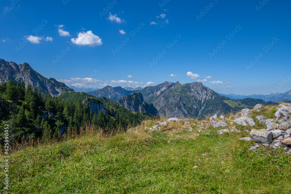 View from the Gurtisspitze in the Walgau Valley, Vorarlberg, Austria