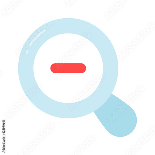 Minus sign inside the magnifier concept icon of zoom out in flat style