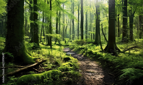 Forest landscape. Summer nature. Natural background. Created with generative AI tools