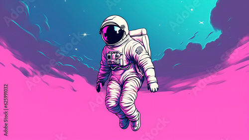 hand drawn cartoon spaceman illustration
 photo