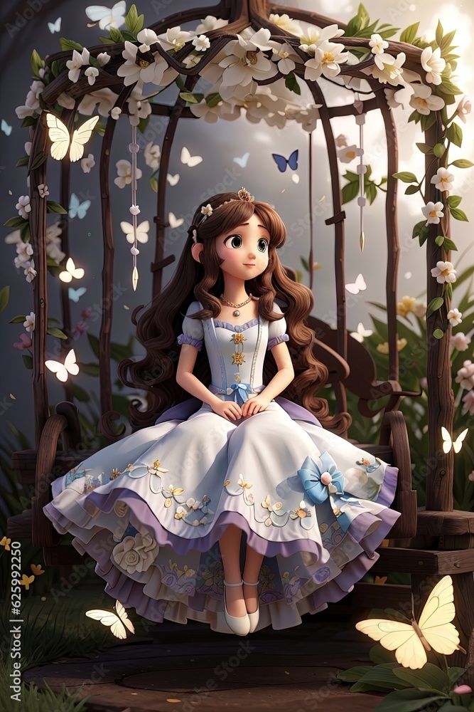 Fototapeta premium Captivating Floral Backdrop for a Young Lady Princess Generative AI