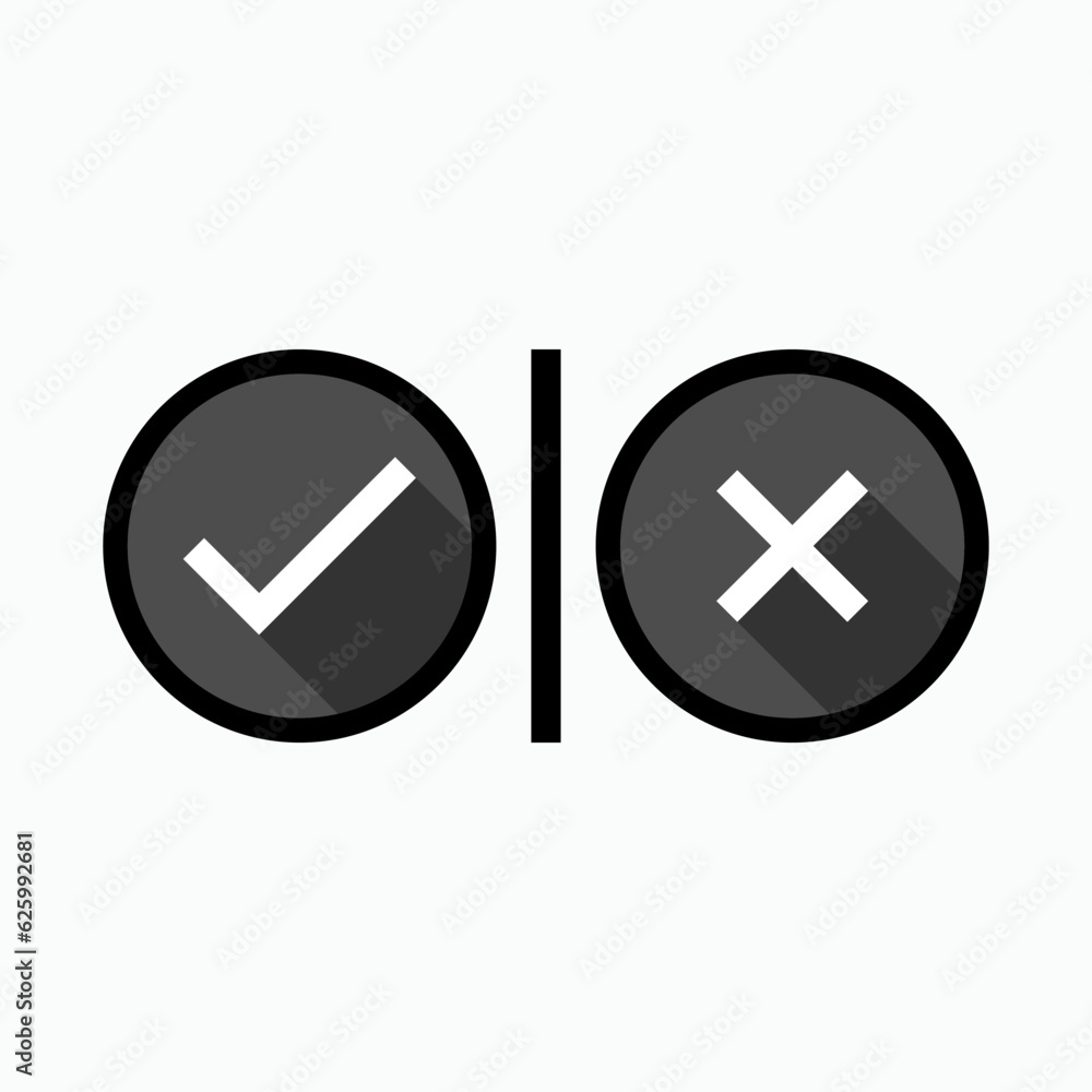 Check and Cross Mark Icon. Option, Choice. Questionnaire, Vote Illustration. Applied as Trendy Symbol for Design Elements, Websites, Presentation and Application - Vector. Check and Cross Mark Icon. Option, Choice. Questionnaire, Vote Illustration. Applied as Trendy Symbol for Design Elements, Websites, Presentation and Application - Vector.
