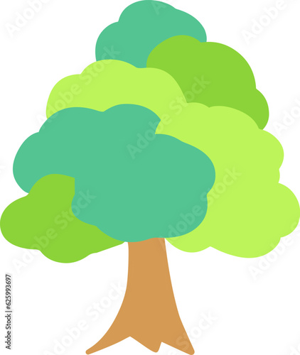 シンプルにデフォルメした緑の葉の木のイラスト