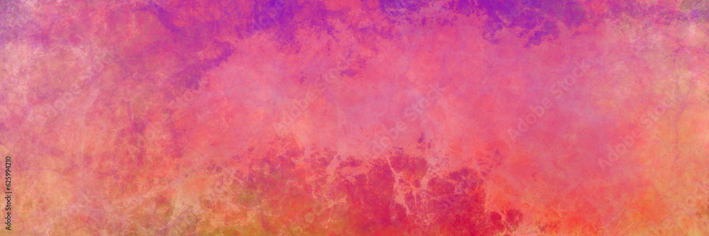 Abstract colorful watercolor background. Spring or Easter sunrise sky. Easter background. Painted watercolor blob texture. Purple pink red and yellow color. Soft pastels and bright colors.