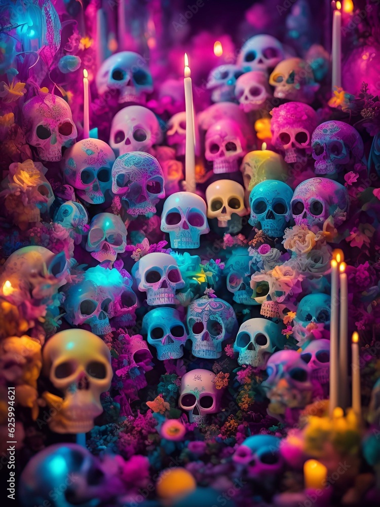 Day of the Dead Fantasy Illustration Background for Artwork Cinematic  generative ai art