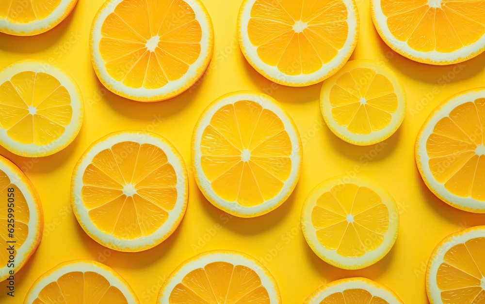 Lemon slices on a yellow background Lemon slices on a yellow background