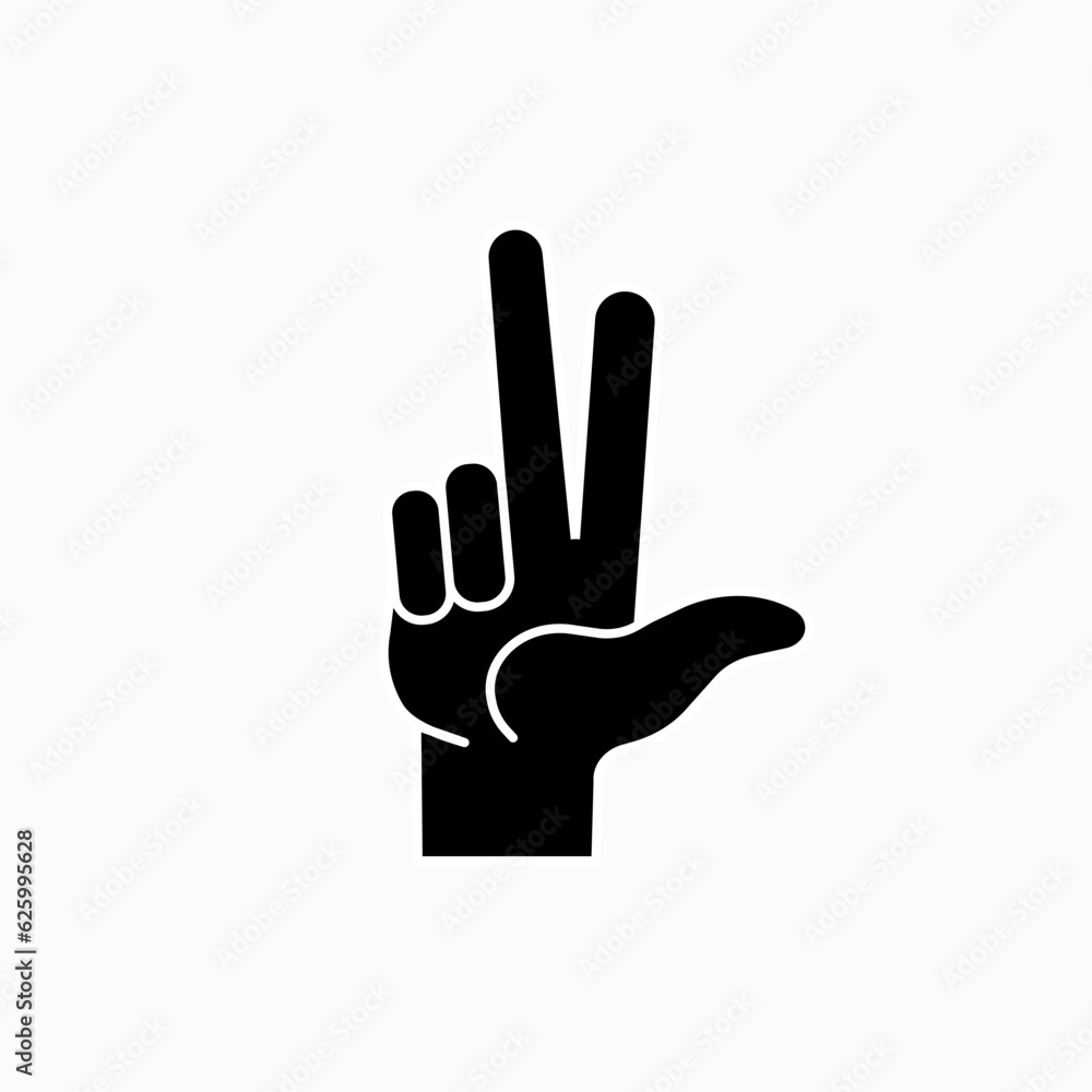 Finger Icon Pointing Two. Hand Gesture in Glyph Style - Vector.