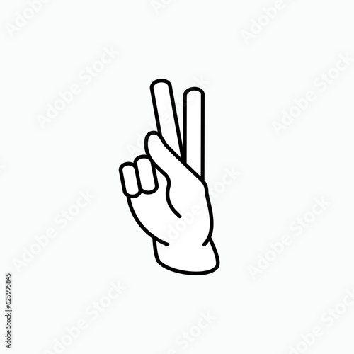 Finger Icon Pointing Two. Hand Gesture in Glyph Style - Vector.