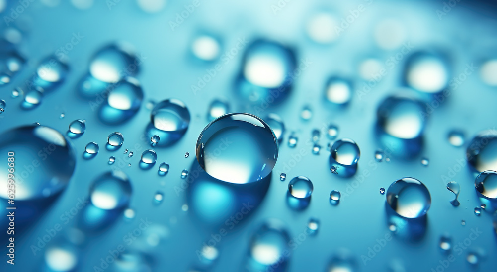 Generative AI: water drops on blue background