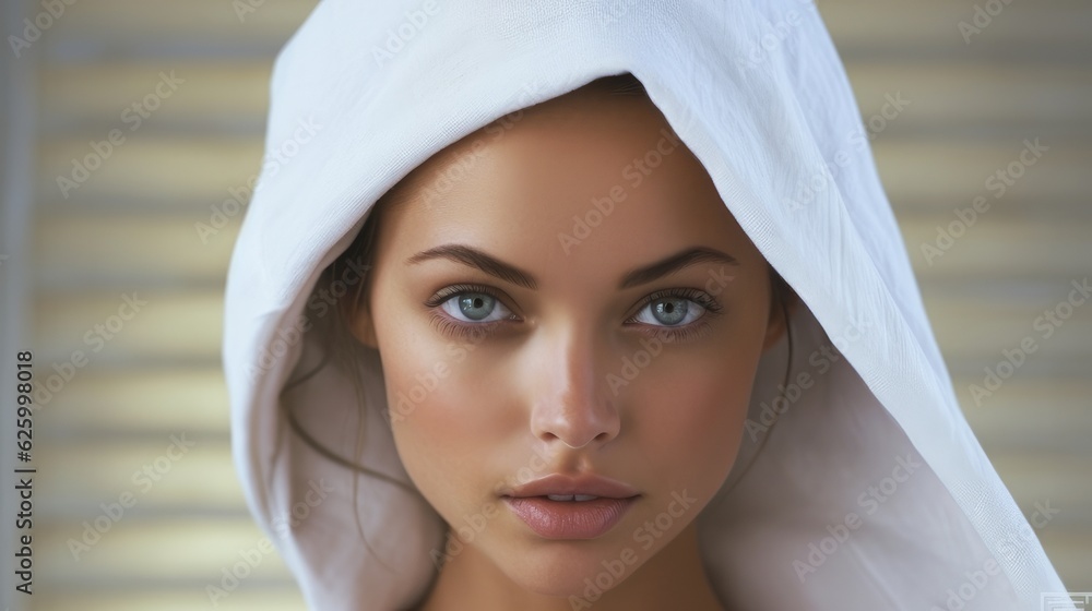 woman in white spa towel woman in white spa towel